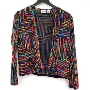 Vintage Chicos Jacket Womens 0 Small Mesh Vibrant Abstract Artsy 90s Multicolor‎